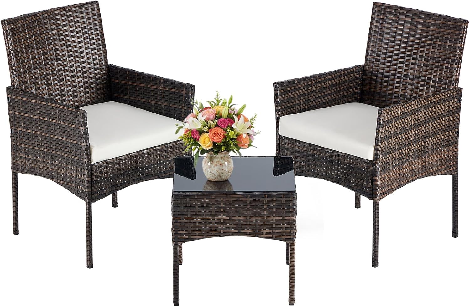 DUMOS 3-Piece Patio Bistro Set with Cushions